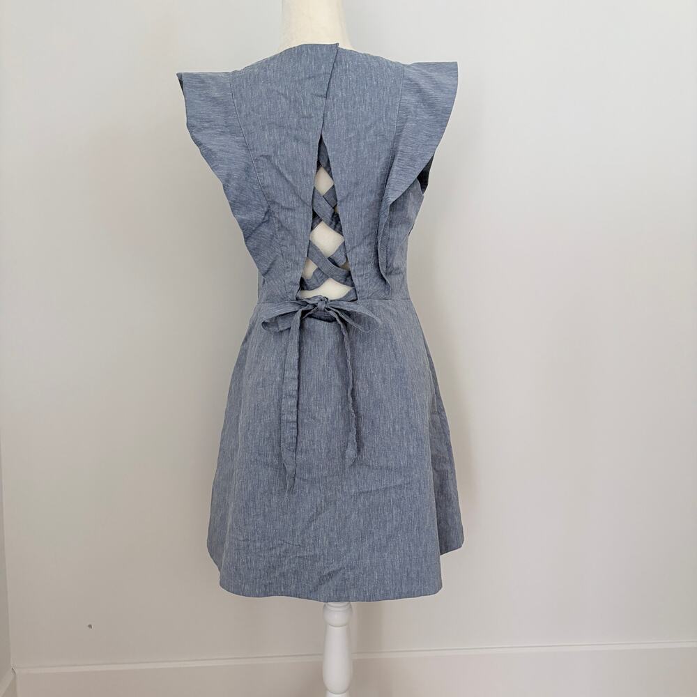 a loves a A-Frame Dress Linen Blend Blue Chambray sz 8 - Picture 5 of 7